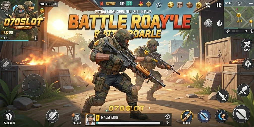 Tampilan gameplay intens dari 070SLOT dengan pertempuran di arena.