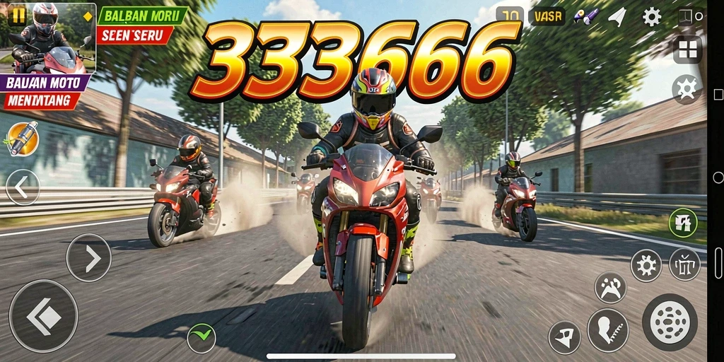 Gameplay balapan motor yang seru dan kompetitif di 333666.