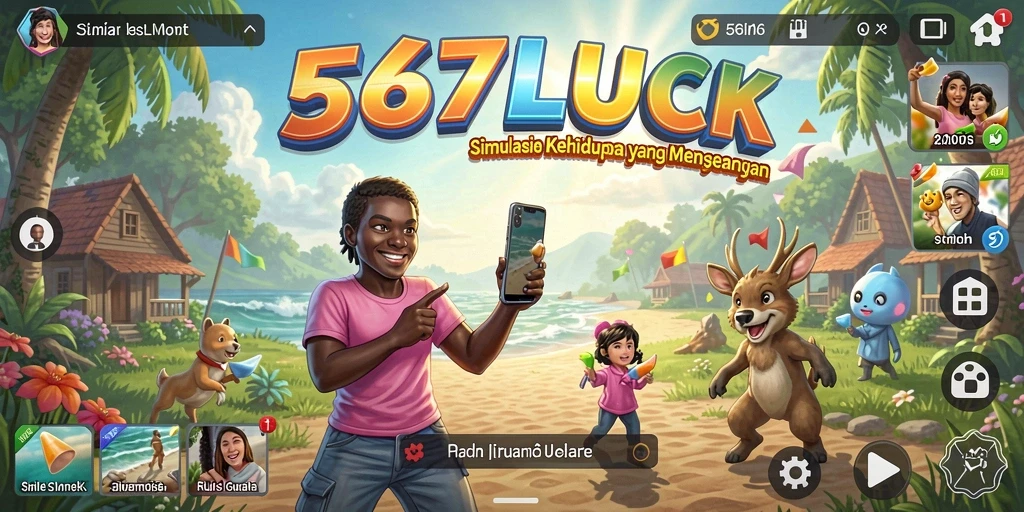 Tampilan screenshot <strong>567LUCK</strong> menunjukkan karakter yang sedang beraktivitas di lingkungan yang indah.