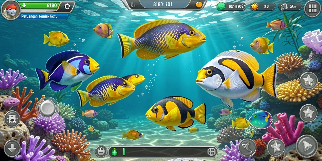 Screenshot utama 8180 menampilkan aksi menembak ikan yang seru dan dinamis.