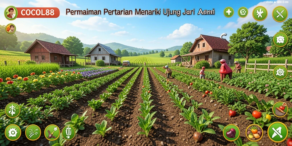 Tangkapan layar dari gameplay COCOL88 menampilkan pertanian hijau yang subur.