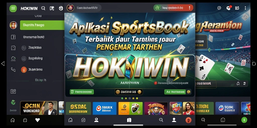 Tampilan interaktif aplikasi HOKIWIN dengan berbagai opsi taruhan olahraga.