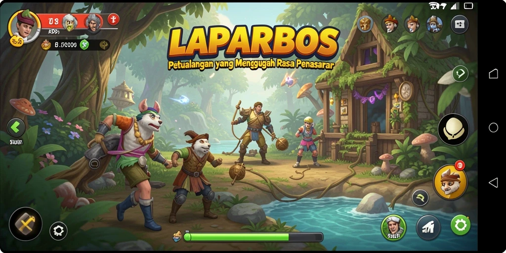 Screenshot gameplay LAPARBOS menunjukkan petualangan mendebarkan yang penuh tantangan.