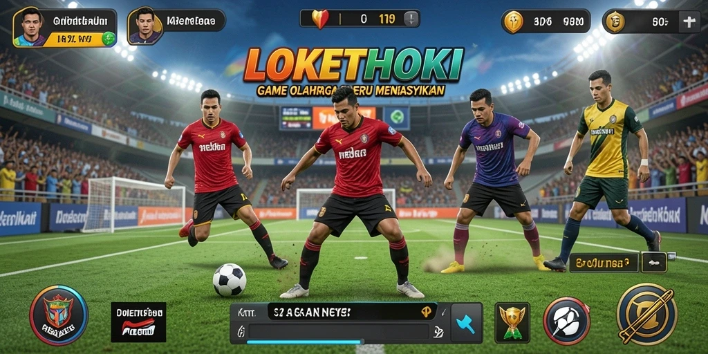 Screenshot gameplay LOKETHOKI menampilkan suasana pertandingan yang penuh semangat.