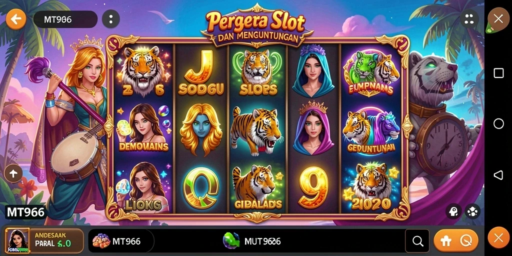 Tampilan seru dari gameplay slot MT966 dengan tema yang beragam.