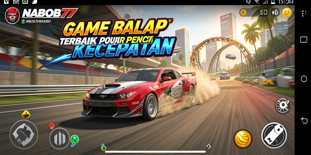 Tampilan mendebarkan dari gameplay balap dalam NABOB77.
