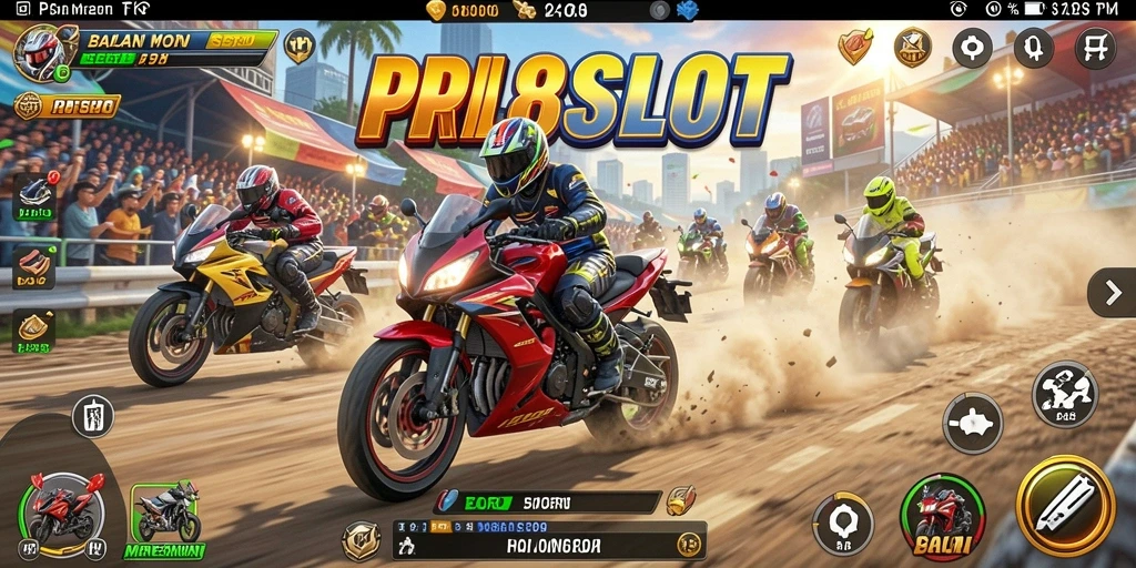 Tampilan gameplay balapan motor yang penuh aksi dan seru.