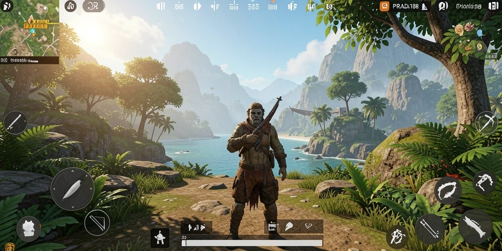 Screenshot gameplay PRADA188 yang menampilkan dunia terbuka yang luas dan indah.