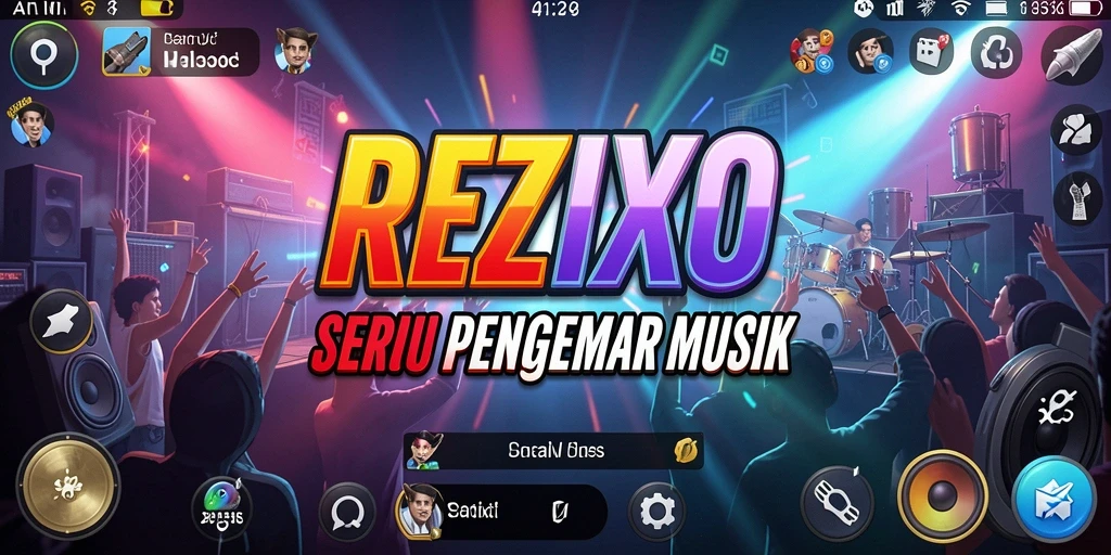 Tampilan gameplay seru dalam REZIXO dengan berbagai lagu menarik.