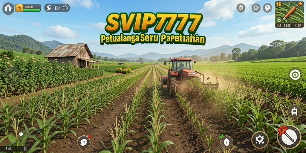 Gameplay SVIP777 yang menggambarkan aktivitas bertani yang menyenangkan.