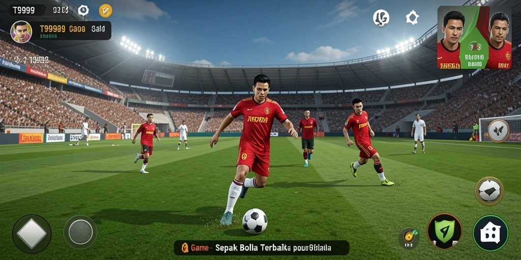 Gameplay seru T9999 dengan aksi sepak bola nyata.