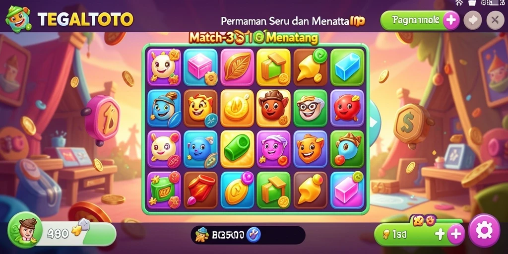 Tampilan gameplay seru dari TEGALTOTO dengan elemen Match-3.