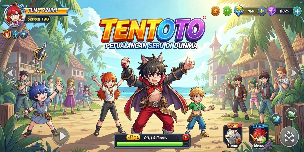 Tampilan karakter anime beraksi dalam permainan TENTOTO.