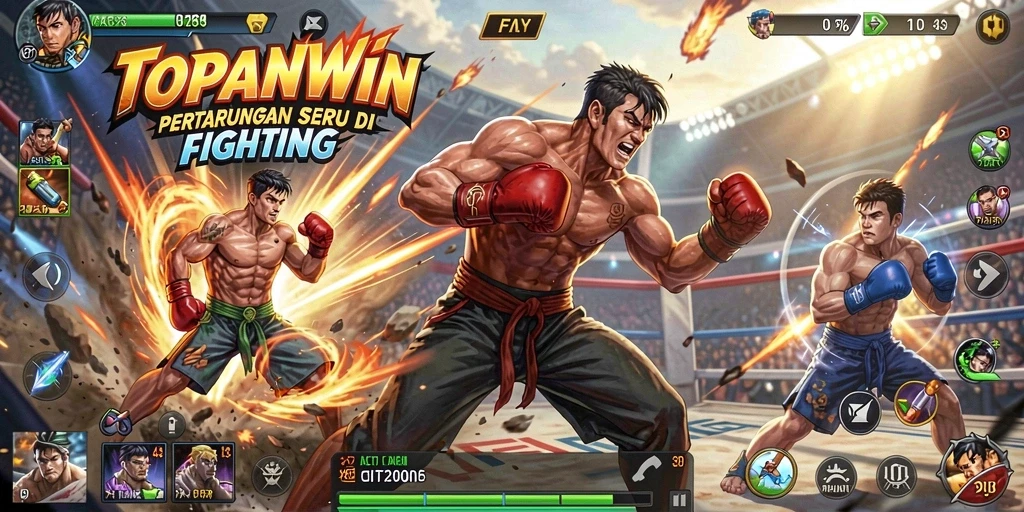 Tangkapan layar menunjukkan pertarungan seru di arena TOPANWIN.