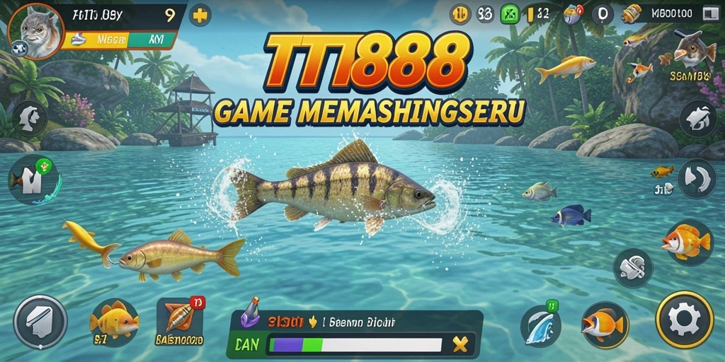 Tampilan utama gameplay TTT888 yang menampilkan suasana memancing yang menakjubkan.