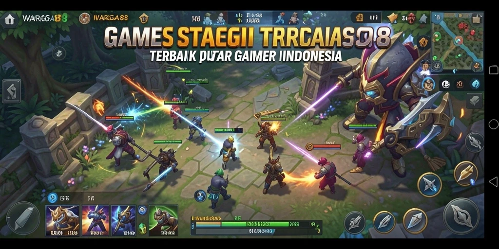 Screenshot WARGA88 menampilkan pertempuran strategis yang intens.